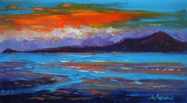 A spring sunset over Arran from Scalpsie Bay Bute ss 10x18